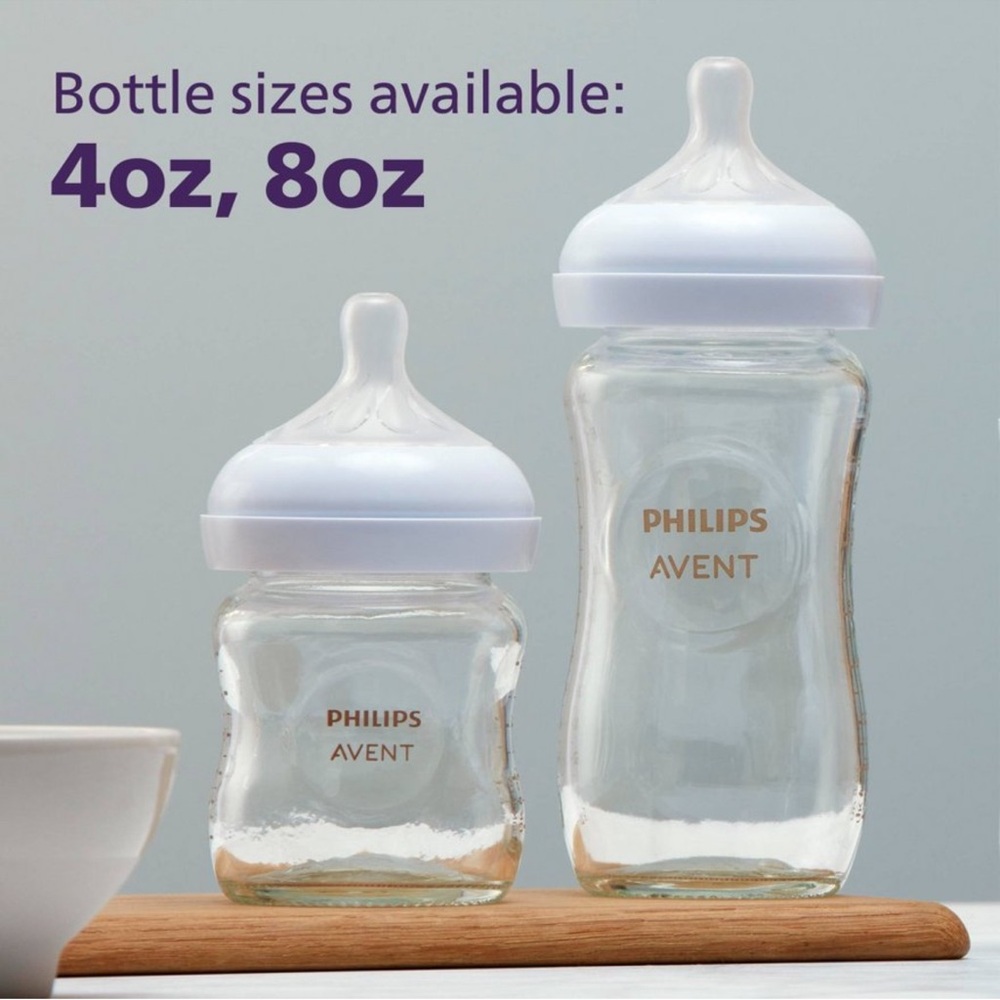 Philips Avent Glass Natural Baby Bottles w/ Natural Response Nipple, 8oz - VGUC - Picture 7 of 10